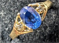 $1000 10K  Sapphire(0.68ct) Diamond(0.03ct) Ring