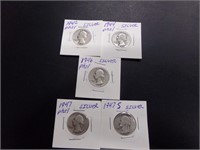 5 silver quarters 1942-1944-1946-1947 & 1947s