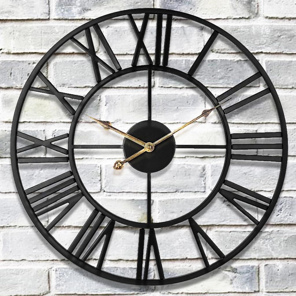 Xyyonm Large Dark Gold Hands Wall Clock, 24 inch