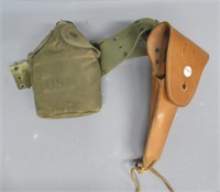 Military Belt-Canteen, Leather US Gun Case.