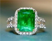 5.1ct Natural Emerald Ring 18K Gold