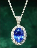 3.5ct Cornflower Blue Sapphire Pendant 18K Gold