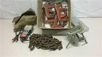 Tool Lot Incl. C-Clamps, Tow Chain, Stanley Vise