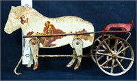 Vintage horse w/ cart toy