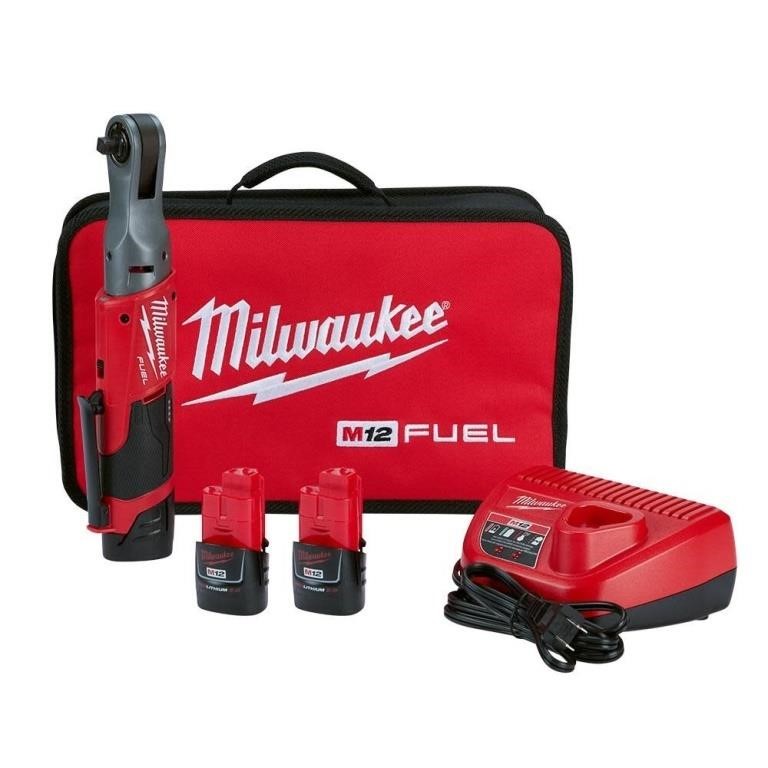 Milwaukee M12 FUEL Ratchet 2 Battery Kit-NEW