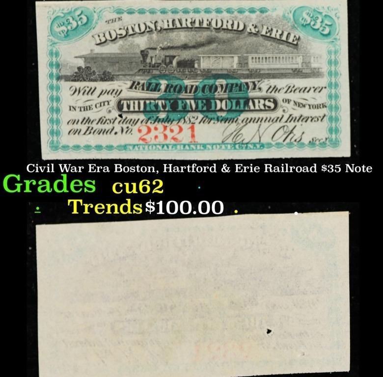 Civil War Era Boston, Hartford & Erie Railroad $35