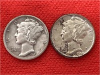 1943-S & 1944 Mercury Silver Dimes