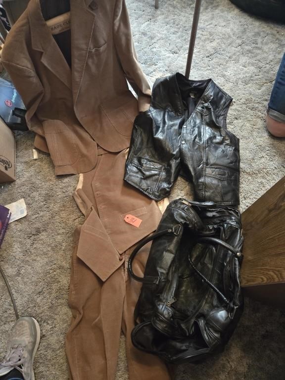 Leather Vest Matching Bag, Corduroy Suit