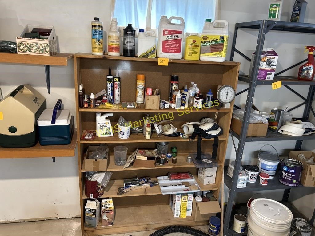 Shelf & Contents - Paint, Household Items