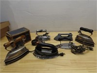 Vintage travel iron collection.