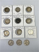 (12) Washington Silver Quarters Various Dates