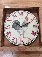 NIB 14 inch Rooster clock. Untested but NIB