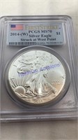 2014 Silver Eagle, Struck at West Point, MS70