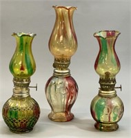 Three Small Colorful Oil Lamps