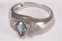 9ct White Gold Topaz and Diamond Ring,