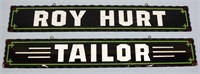 "Roy Hurt Tailor" Reverse Painted Glass Signs