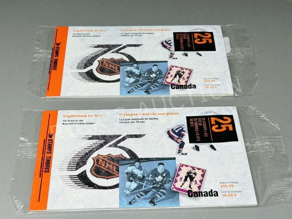 2 Canadian 75 years of NHL stamp sets