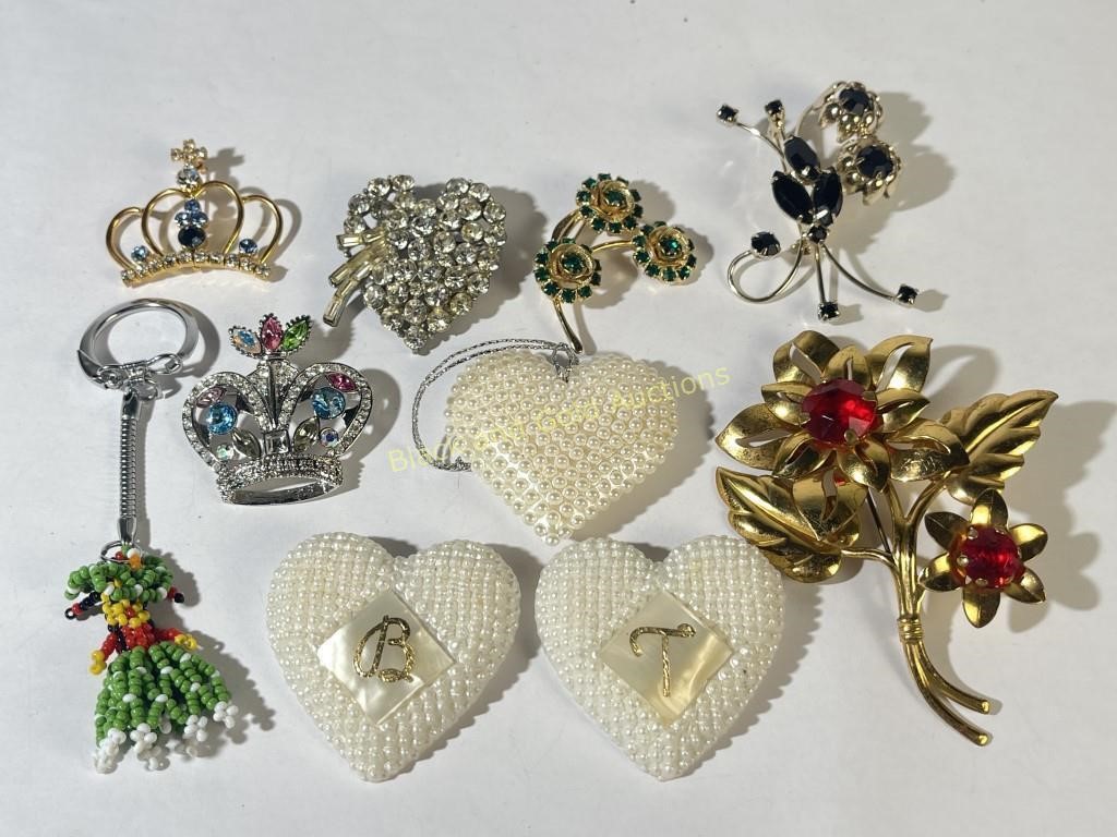 Costume Jewelry Pins & Beaded Keychain