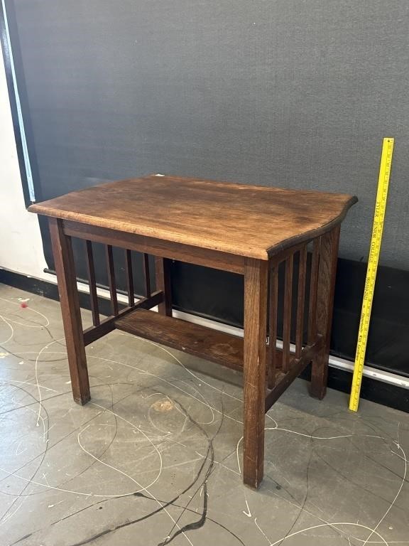 Antique Oak Mission Style Lamp Table