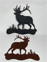 Two Metal Deer Wall Plaques