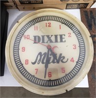Dixie Dairy Milk Clock. Doesn't work. Measures 16"
