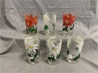 (6) White and Red Poinsettia Glasses