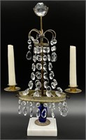 Antique Candle Holder w/Crystal Prisms