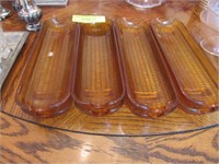 Set of 8 Vintage Amber Glass Corn Cob Dishes