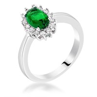 Oval Cut 1.00ct Emerald & White Topaz Petite Ring