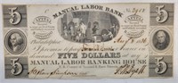 1836 Manual Labor Bank Note