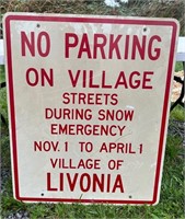 Lg Livonia NY “NO PARKING” Sign