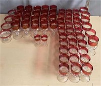 RUBY RED THUMBPRINT GLASSWARE - so shipping