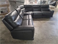 6 PC- Grey Leather Power Reclining Sectional Set