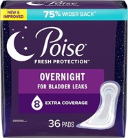 NEW $30 (36count) Poise Overnight Pads