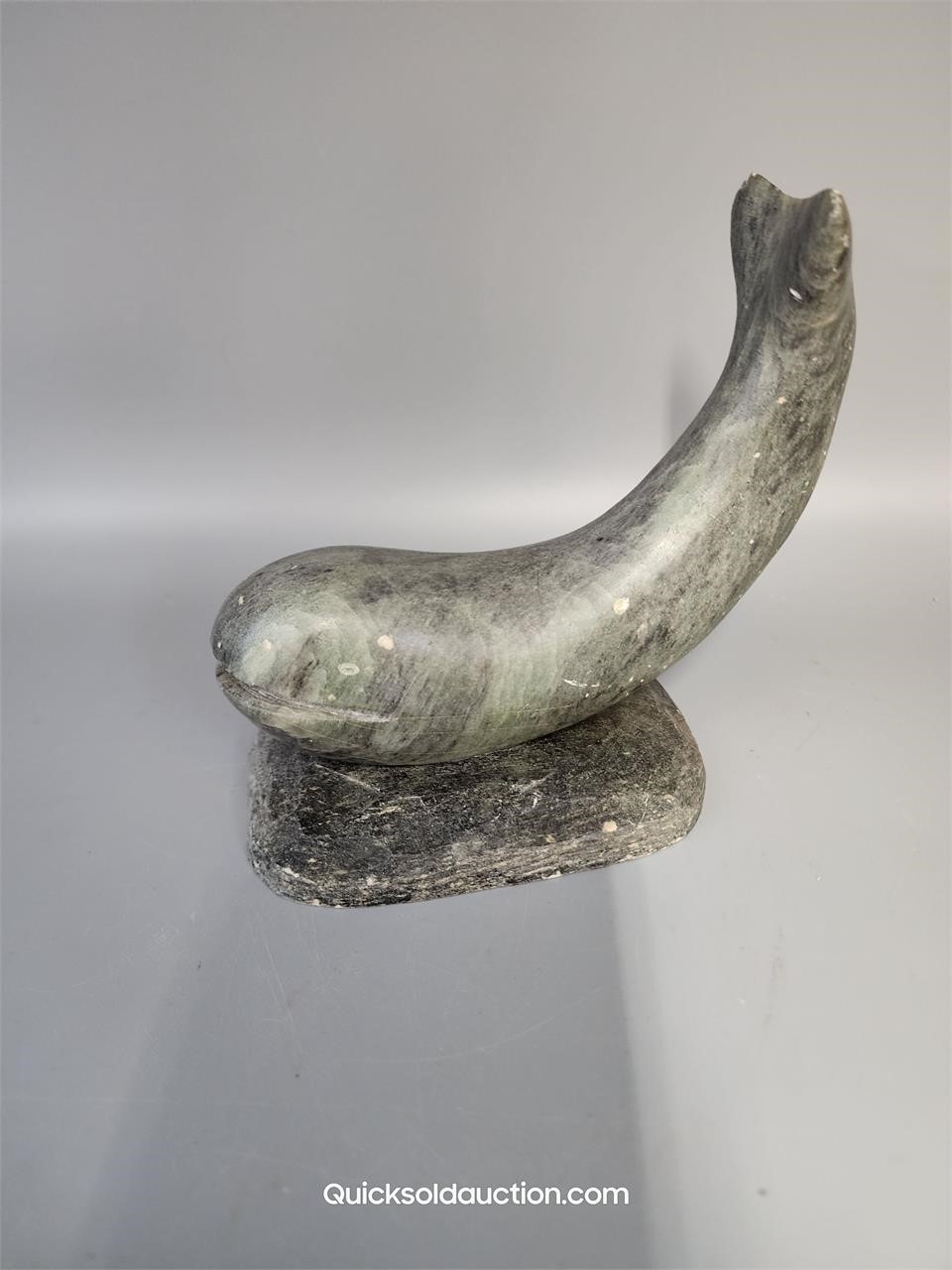 Commissioned Signed Soapstone Whale On Base Dimu I