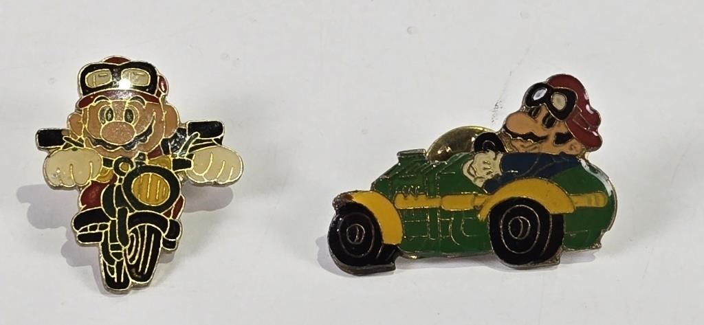 2 Vintage Mario Brothers Lapel Pins
