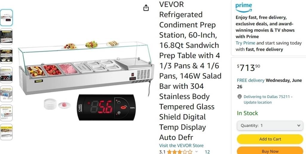 P6110 VEVOR Refrigerated Condiment Prep Station