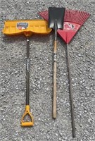 Snow Shovel, Square Shovel & Leaf Rake