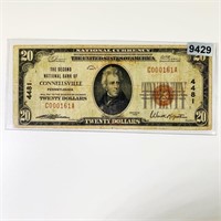 1929 Brown Seal Pennsylvania $20 Bill LIGHT CIRC