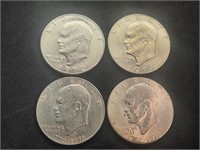 (4) Eisenhower Dollar Coins - 72D, 74D, Bi-Cen