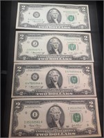 (4) Vintage $2 Dollar Bills