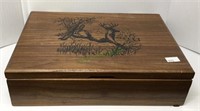 Wooden deer motif dresser box includes contents