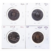Lot 4 NFLD Large Cents - 1876,1894,1876,1904H