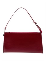 Louis Vuitton Red Leather Silver-tone Top Hdl Bag