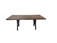 Industrial Cast Iron Table Base w/ Rustic Wood Top