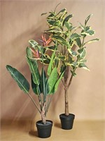 2pc MODERN PLASTIC FLORAL PLANT, TREE DECOR