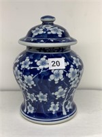 PLUM BLOSSOM TEMPLE JAR WITH LID SIGNED BASE SEE