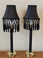 Black Boho Console Lamps w/ Shades