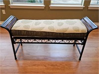 Metal & Wood Bed Bench with Cushion