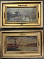 TWO ANTIQUE LOIS RICHARDS LANDSCAPE OIL PAINTINGS